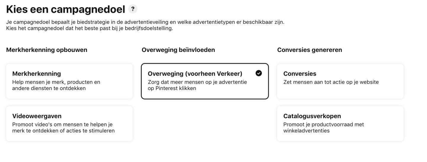 Pinterest campagnedoelstelling
